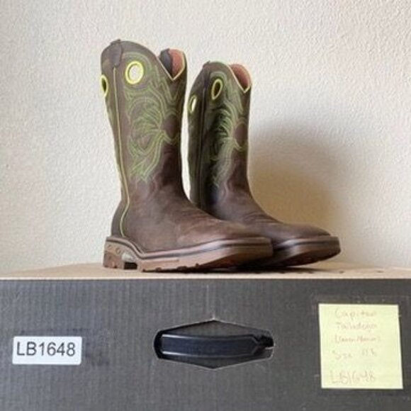 Capitan Mens Brown Cowboy Boots Size 10 D Square Toe Leather Western Rubber Sole - Picture 10 of 10